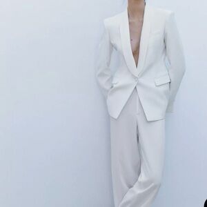 ZARA COLLECTION TUXEDO JACKET Light Gray Size L